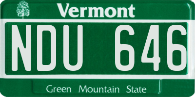 VT license plate NDU646