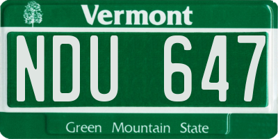VT license plate NDU647