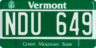 VT license plate NDU649