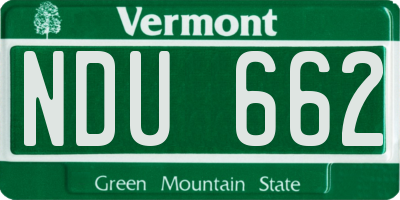 VT license plate NDU662