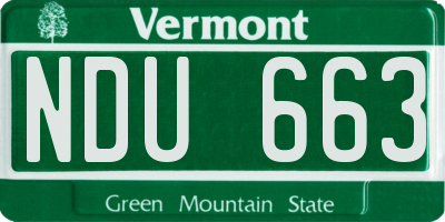VT license plate NDU663