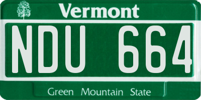 VT license plate NDU664