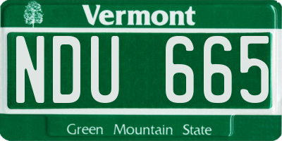 VT license plate NDU665