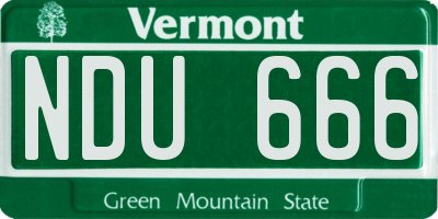 VT license plate NDU666