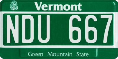 VT license plate NDU667