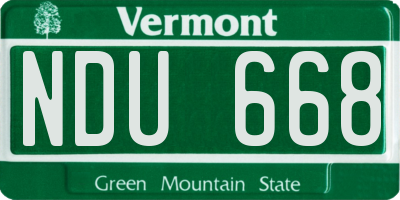 VT license plate NDU668
