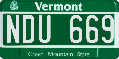 VT license plate NDU669