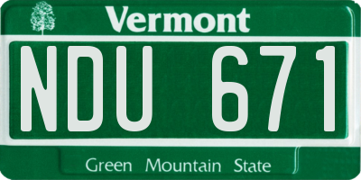 VT license plate NDU671