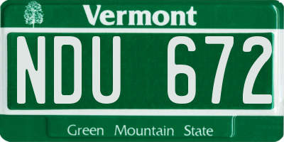 VT license plate NDU672