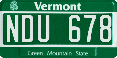 VT license plate NDU678
