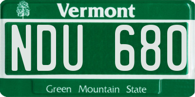 VT license plate NDU680