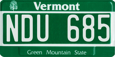 VT license plate NDU685