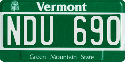 VT license plate NDU690
