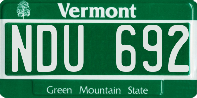 VT license plate NDU692