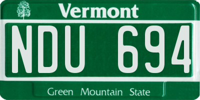 VT license plate NDU694