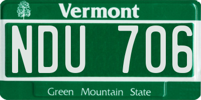 VT license plate NDU706