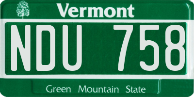 VT license plate NDU758