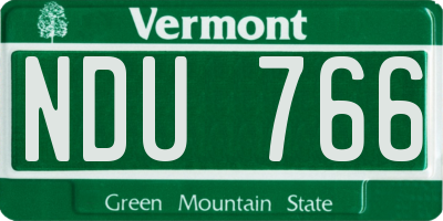 VT license plate NDU766