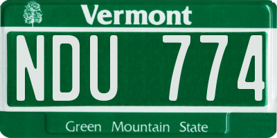 VT license plate NDU774