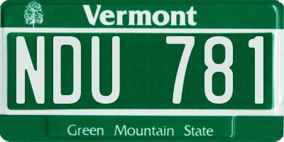VT license plate NDU781