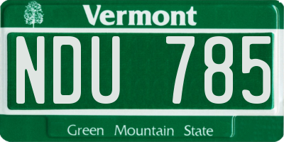 VT license plate NDU785