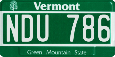 VT license plate NDU786