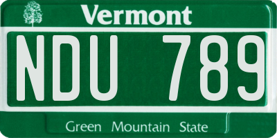 VT license plate NDU789