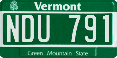 VT license plate NDU791