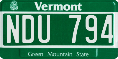 VT license plate NDU794