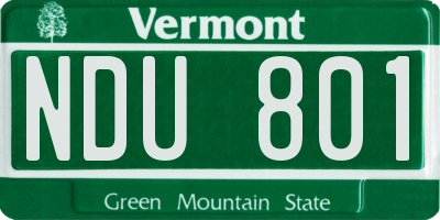 VT license plate NDU801