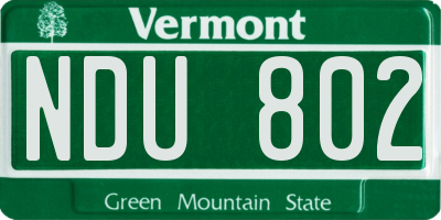 VT license plate NDU802