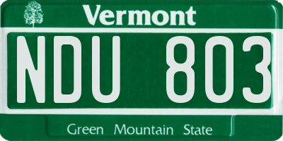 VT license plate NDU803
