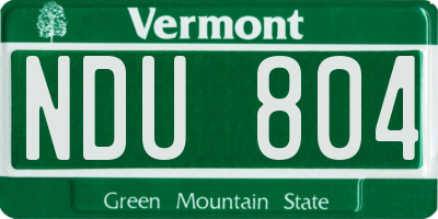 VT license plate NDU804