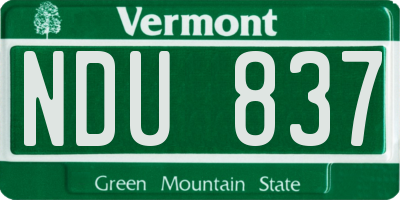 VT license plate NDU837