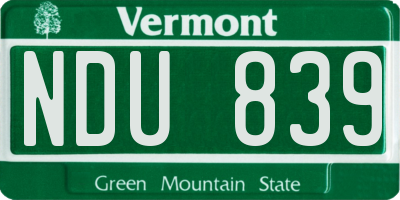 VT license plate NDU839