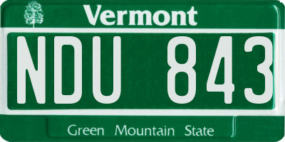 VT license plate NDU843