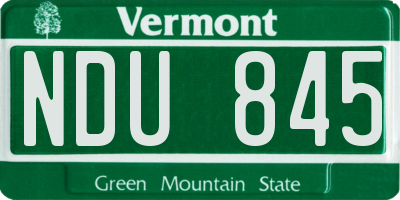 VT license plate NDU845