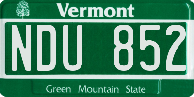 VT license plate NDU852