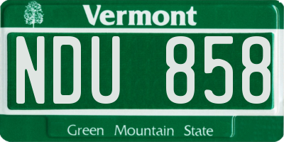 VT license plate NDU858