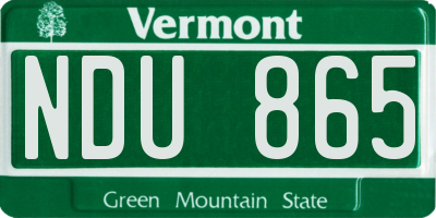 VT license plate NDU865
