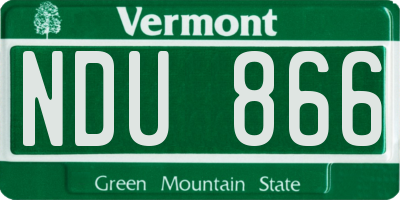 VT license plate NDU866