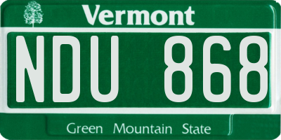 VT license plate NDU868