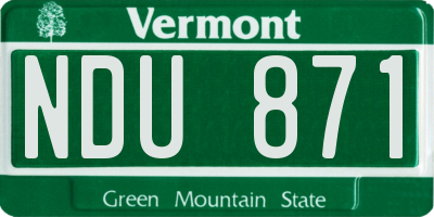 VT license plate NDU871