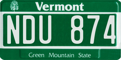 VT license plate NDU874