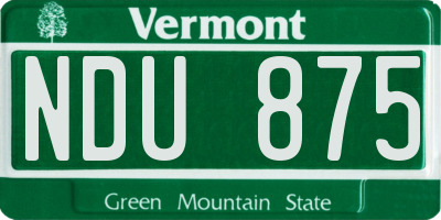 VT license plate NDU875