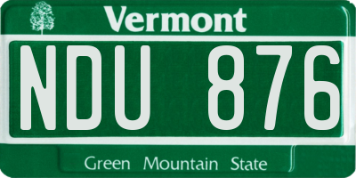 VT license plate NDU876