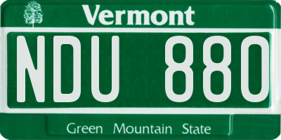 VT license plate NDU880