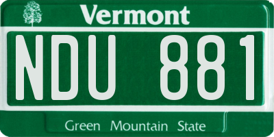 VT license plate NDU881