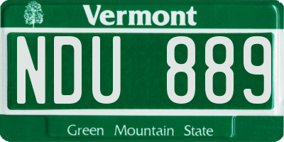 VT license plate NDU889