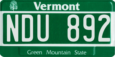 VT license plate NDU892